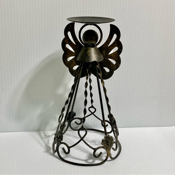 ANGEL Holiday Candle Metal Stand Holder Black Bronze finish 9.5 x 5.2 inches - Picture 7 of 13